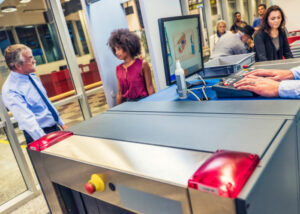 A woman with type 1 diabetes going through airport security