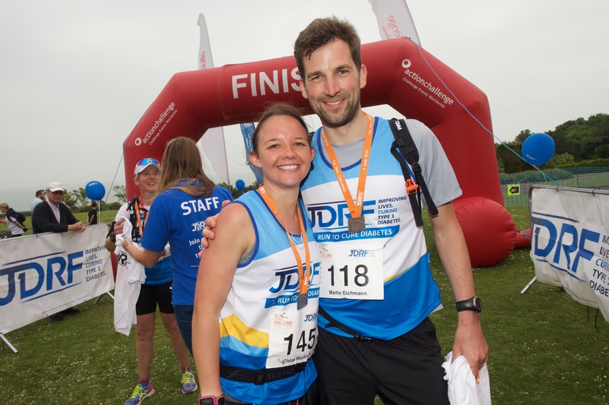 A photo of Chloe Rackham and Martin Eichmann after completing a marathon for us.