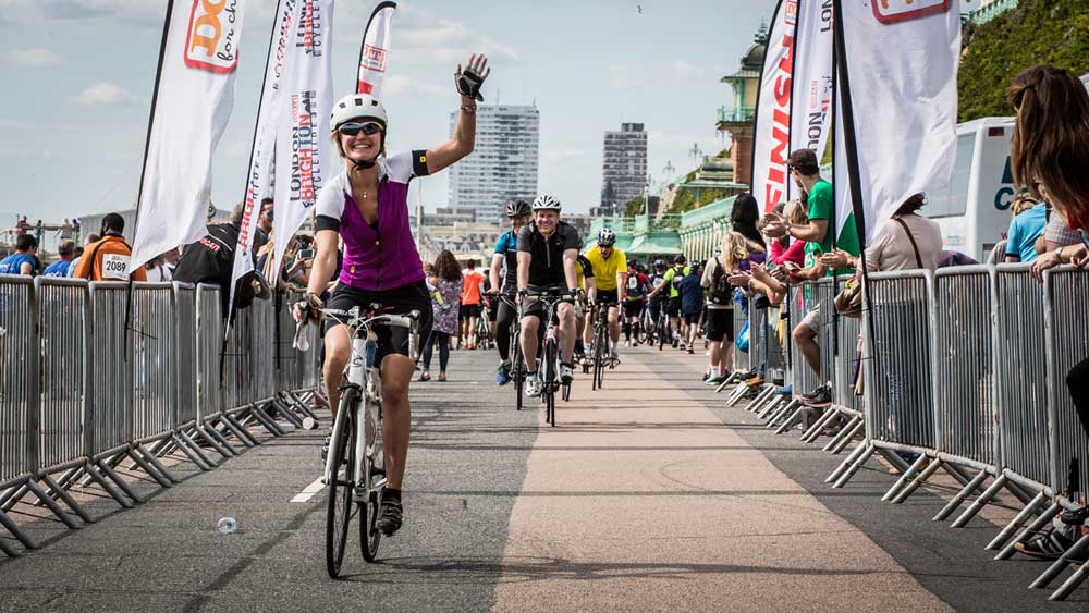 London to Brighton Cycle Ride cyclist cheering