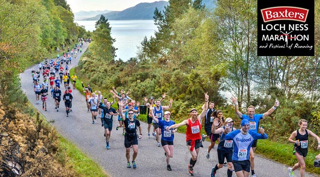 Loch Ness Marathon and Festival of Running 2025 event runners running past Loch Ness