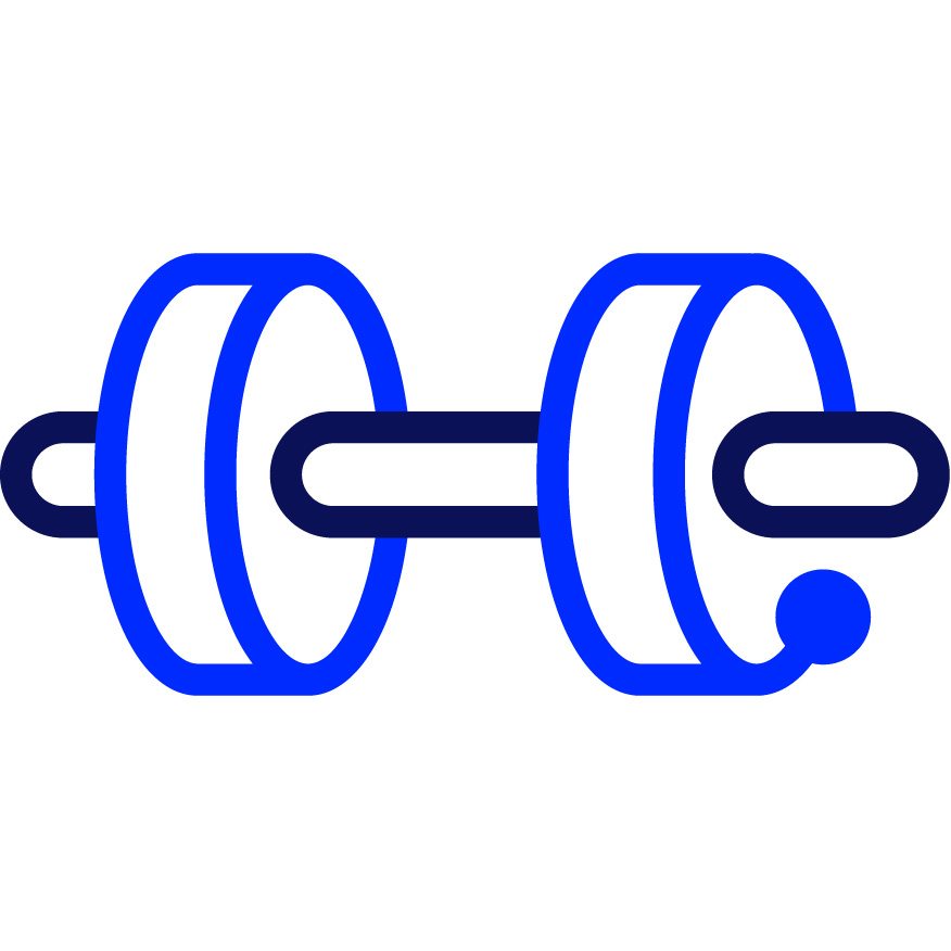 blue weights exercise iconography
