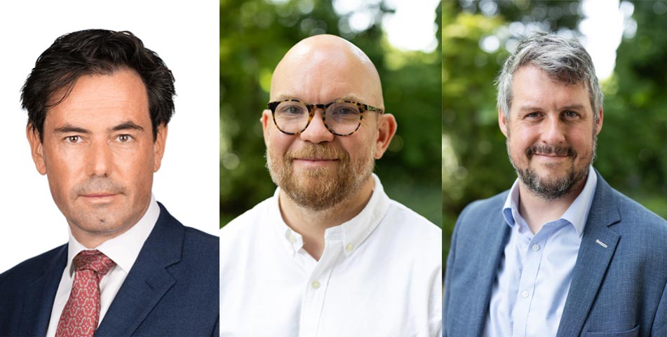 Headshots of Steve Bates OBE, David Bruce and Dean Sowman