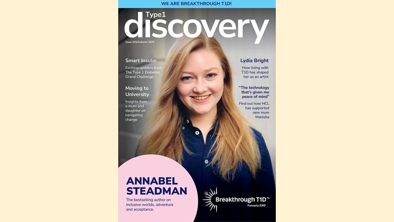 Breakthrough T1D Type 1 Discovery magazine issue 101 front cover with Annabel Steadman