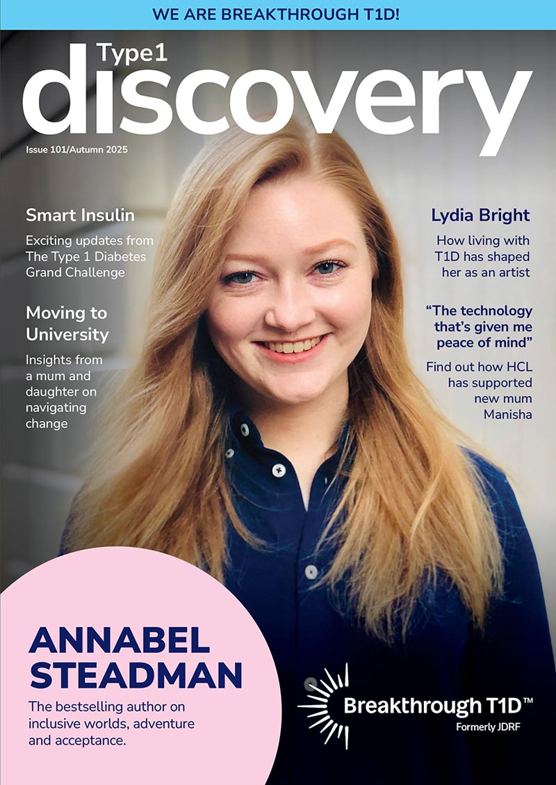 Breakthrough T1D Type 1 Discovery magazine issue 101 front cover with Annabel Steadman