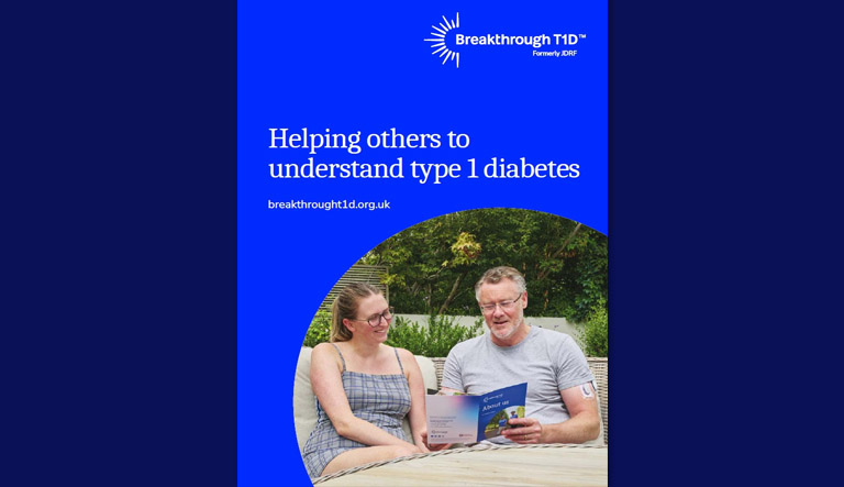 Front cover of helping others to understand type 1 diabetes resource