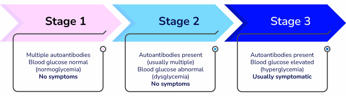Graphic for the stages of T1D before diagnosis