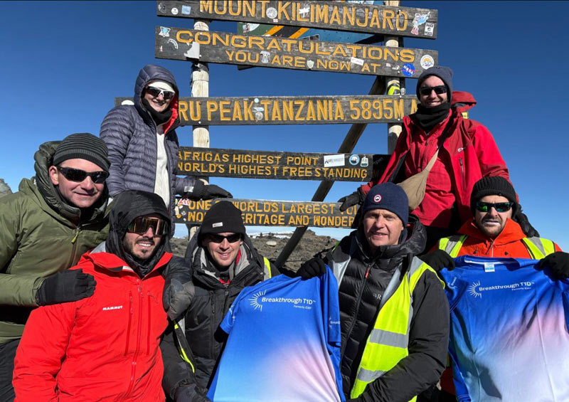 Group of Breakthrough T1D supporters at summit of Mount Kilimanjaro, Tanzania (Gavin)