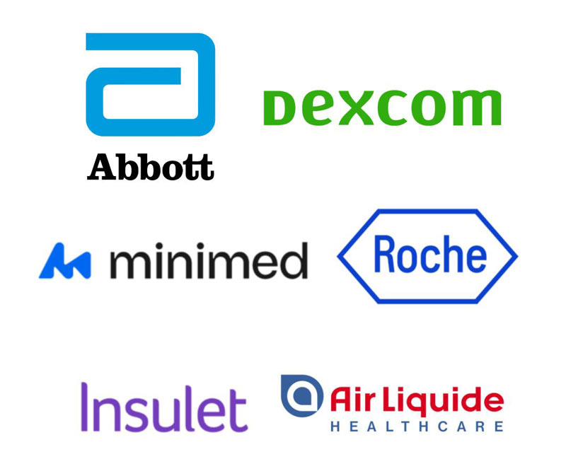 Abbot, Dexcom, Minimed, Roche, Insulet, Air Liquide logos, sponsors of Discovery Day event