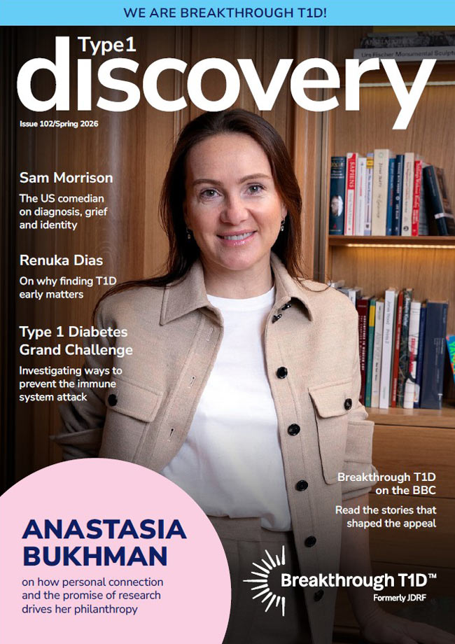 Breakthrough T1D Discovery magazine issue 102 cover featuring Anastasia Bukhman