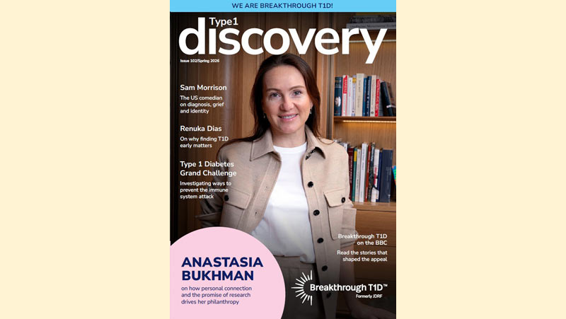 Breakthrough T1D Discovery magazine issue 102 cover featuring Anastasia Bukhman
