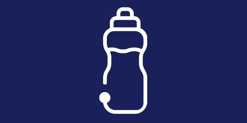 White bottle icon on blue background