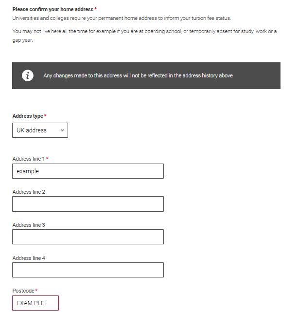 Where you live section on UCAS application form