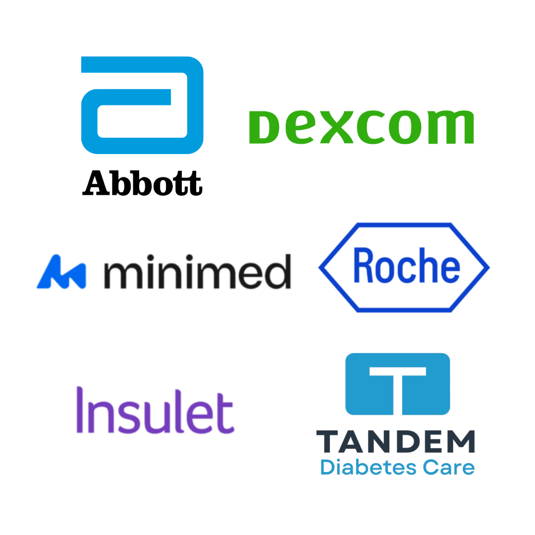 Abbot, Dexcom, Minimed, Roche, Insulet, Tandem logos, sponsors of Discovery Day event